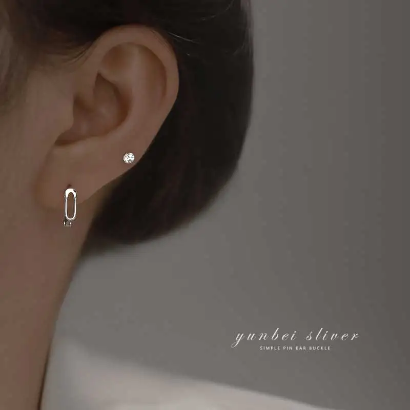 

Xiaoboacc S925 Silver Hoop Earrings Women Pin Ear Buckle Stud Earrings Jwelry Wholesale