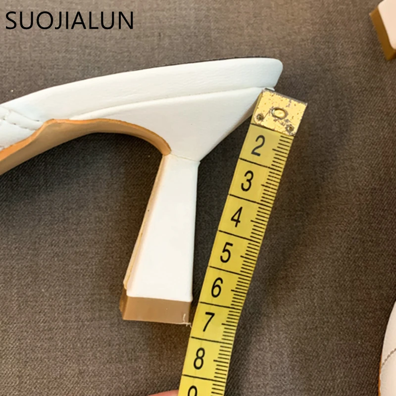 Женские мюли SUOJIALUN новинка весны 2020 брендовые туфли на высоком квадратном