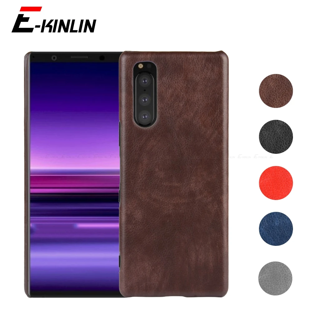 Кожаный чехол из искусственной кожи с узором Личи для Sony Xperia 1 5 8 Lite 10 II III Plus Ace