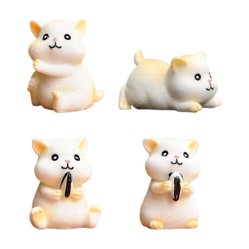 

4Pcs Adorable Hamster Ornament Lovely Animals Decor Micro Landscape Ornament