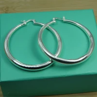 babyllnt 925 silver circle smooth u shape big hoop earrings for women wedding engagement jewelry gift