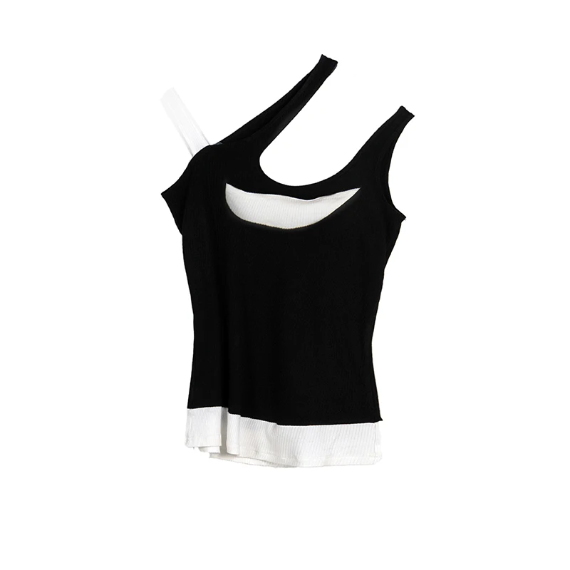 

Lady Female One Shoulder Women Vest Sleeveless T-Shirt Tank Tops Summer Beach Vest Bare Midriff Summer Fashion Clothes