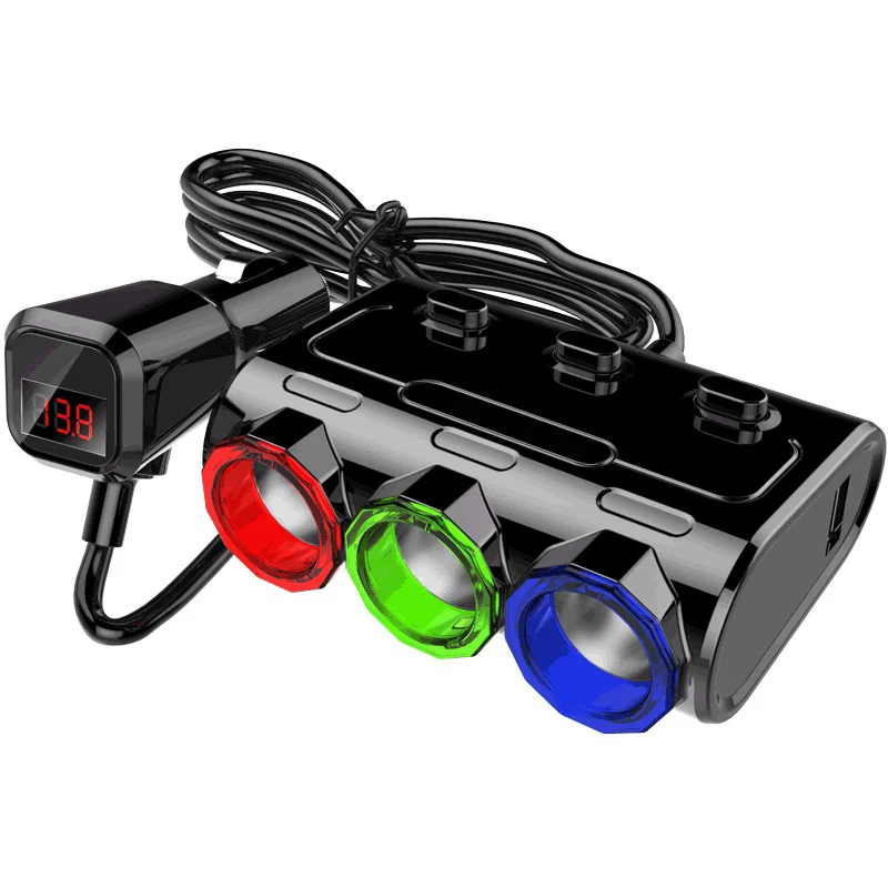 Двойное зарядное устройство USB адаптер питания прикуриватель Вольтметр для