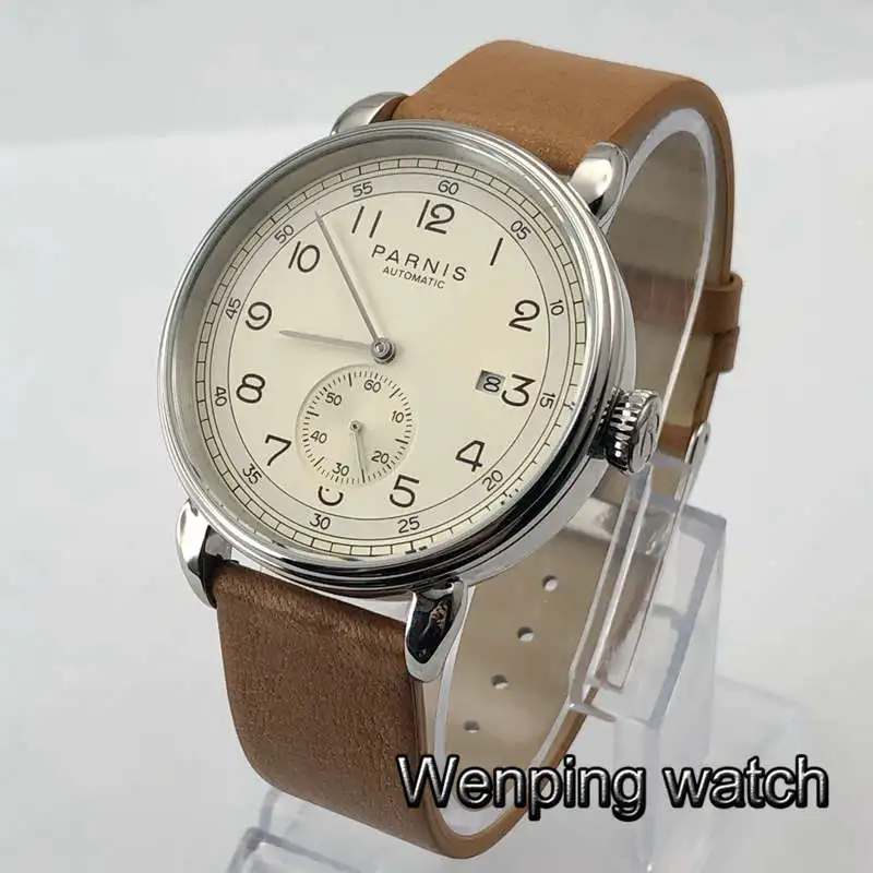 Парнис Новый 42 мм мужские трусы топ роскошные механические часы Серебристый