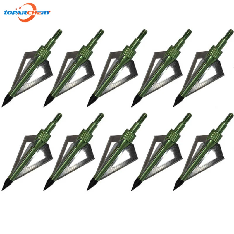 

12 шт., зеленый цвет, широкие головки для арбалета, Рекурсивный лук, наружная охотничья стрельба, 3 лезвия, универсальные 100 зернистые стрелы