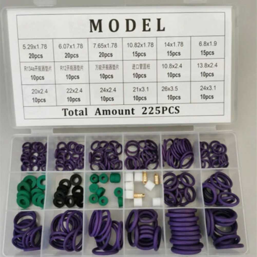 

18 Models O Type Ring Gaskets 225pcs Set Air Conditioning Automotive Hole Sealed