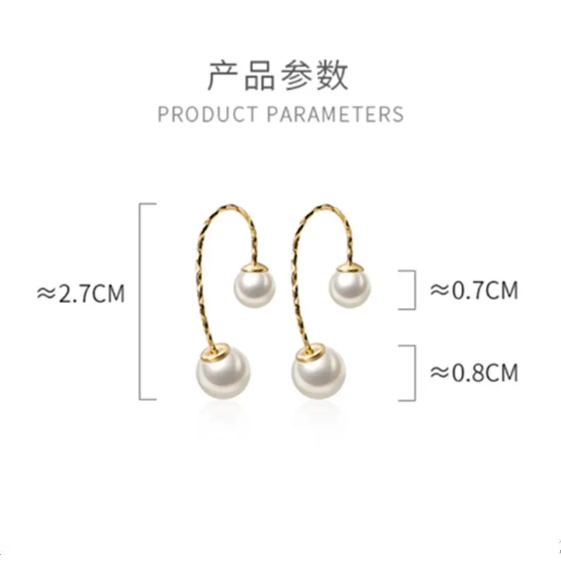 

a00292 925 Sterling Silver Minimalist Pearl Line Studs Earrings for Women Party Wedding Fine Hoop Jewelry Accessories