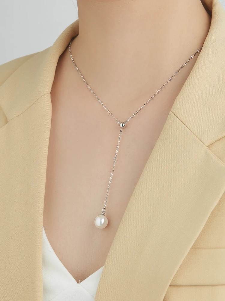 

INALIS Shell Pearl Necklace For Women S925 Sterling Silver Big White Pearl Pendent Necklaces Female Show Vitality Fine Jewelry