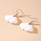 Серьги-подвески женские в виде облака, белого цвета