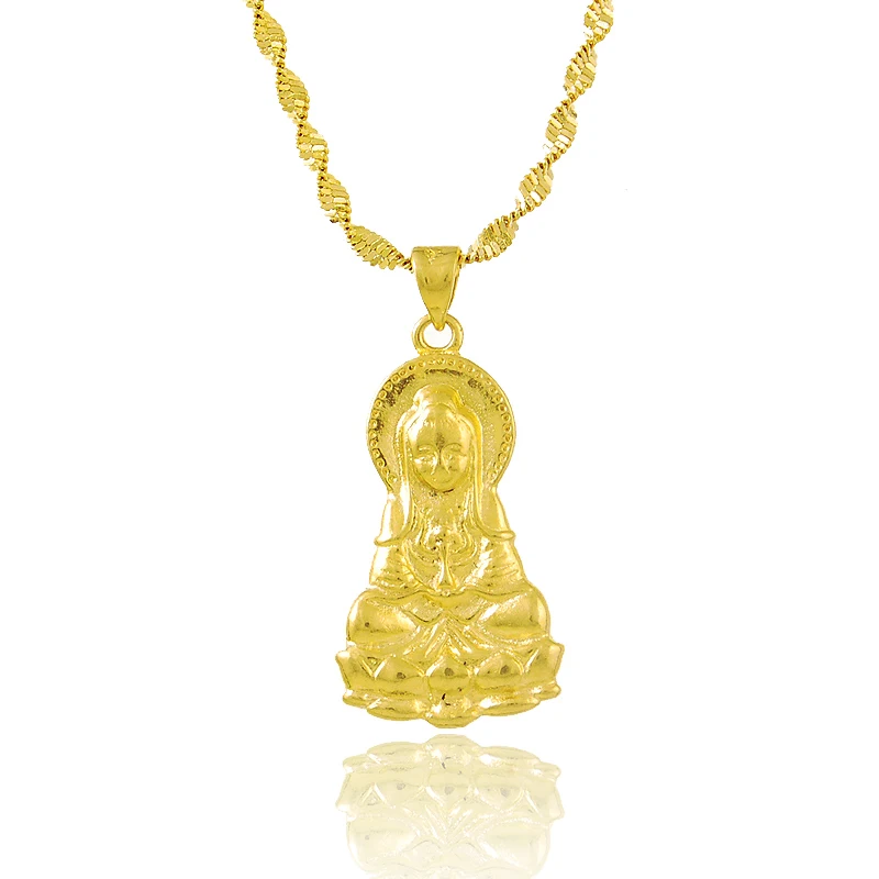 Ожерелье из желтого золота высокого качества с подвеской китайская Будда Модные