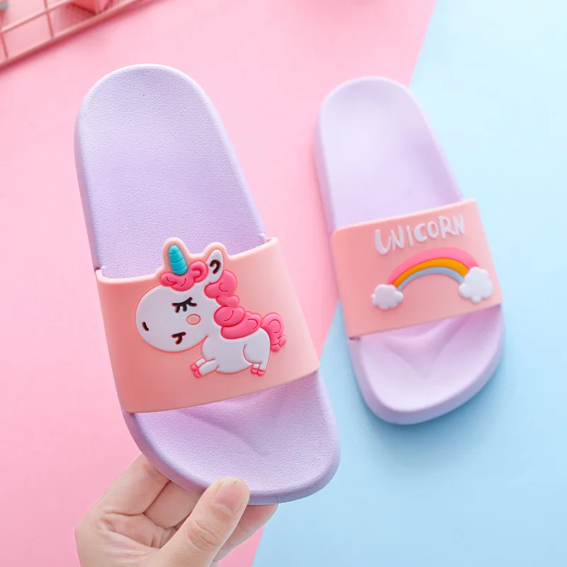

Parent-child children's soft bottom slippers cute unicorn small children's indoor non-slip baby sandals and slippers