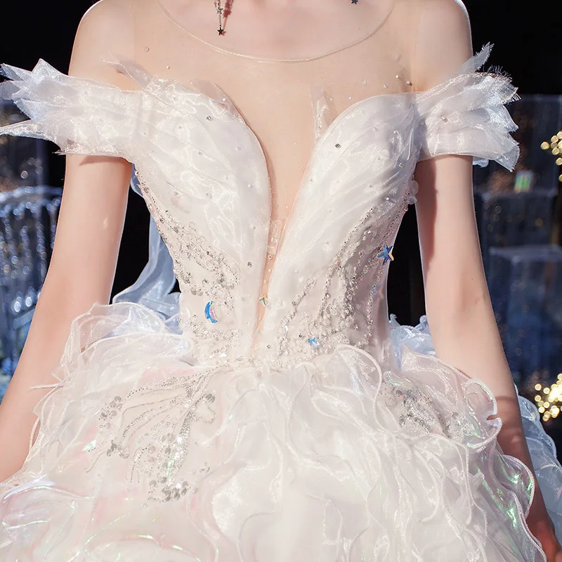 

Женское свадебное платье до пола, белое платье с глубоким V-образным вырезом, открытыми плечами и длиной в Пол, элегантное платье для невесты