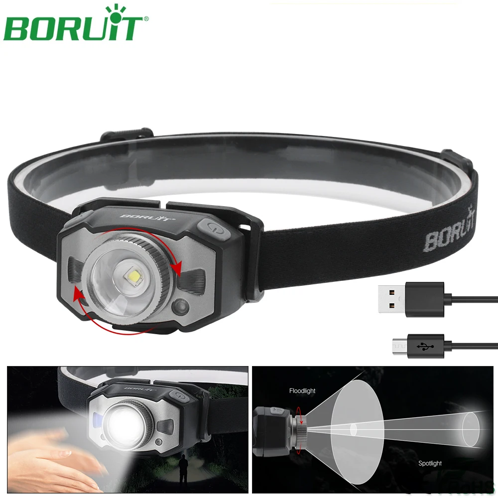 Налобный фонарь BORUiT XPG2 Plus светодиодный 3030 дюйма с зарядкой от USB | Лампы и
