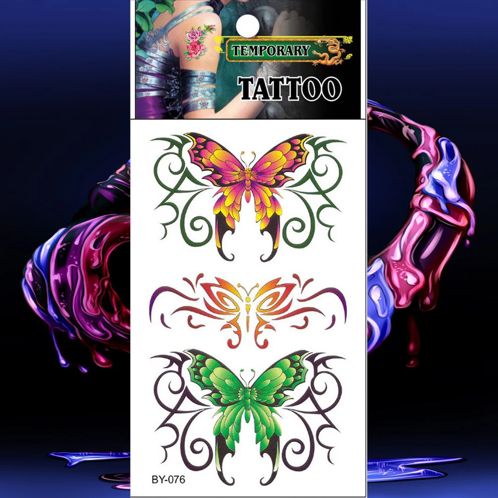 Водонепроницаемые татуировки реалистичные красочные бабочки временные