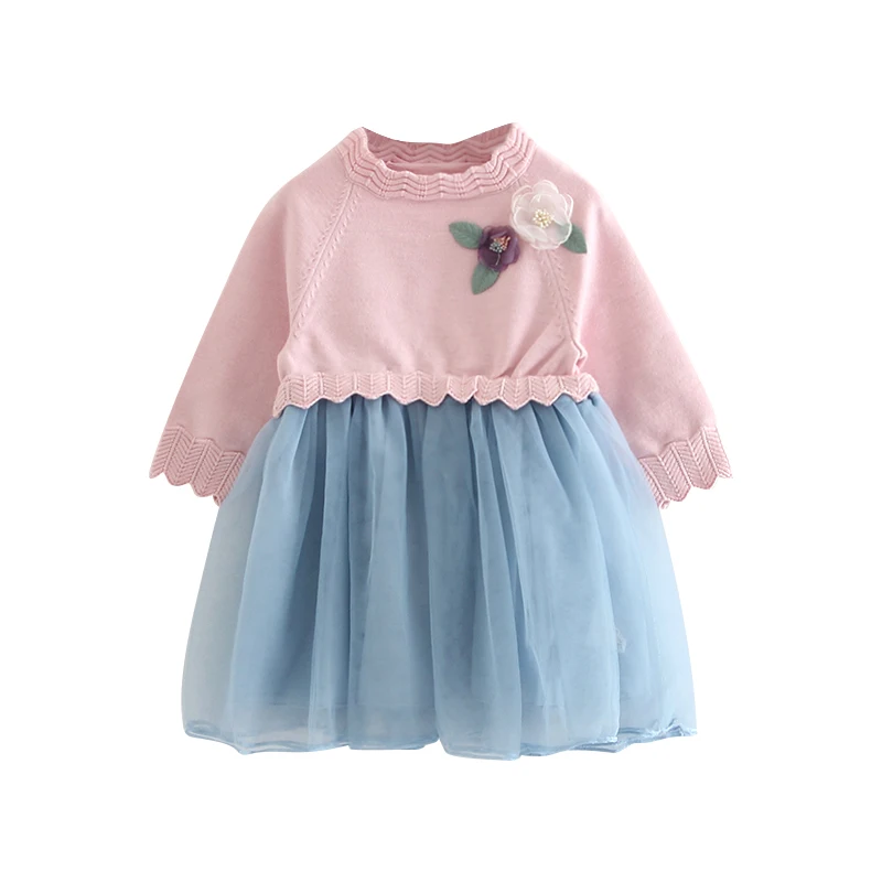 Платье с цветочной аппликацией для девочек праздничные платья маленьких на День
