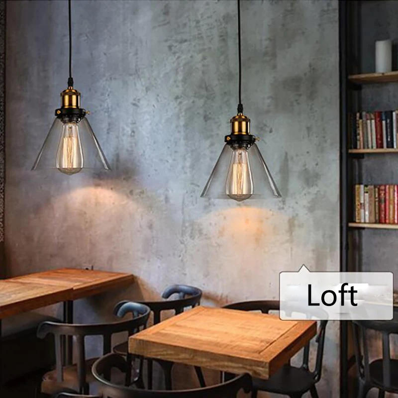 

Modern classical industrial clear amber glass pendant light LED E27 with 4 styles for restaurant living room cafe bedroom hotel