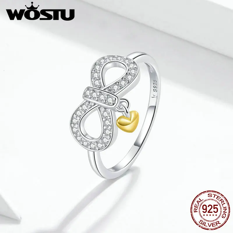 WOSTU Новое поступление кольца на палец 925 пробы серебро бесконечность знак любви