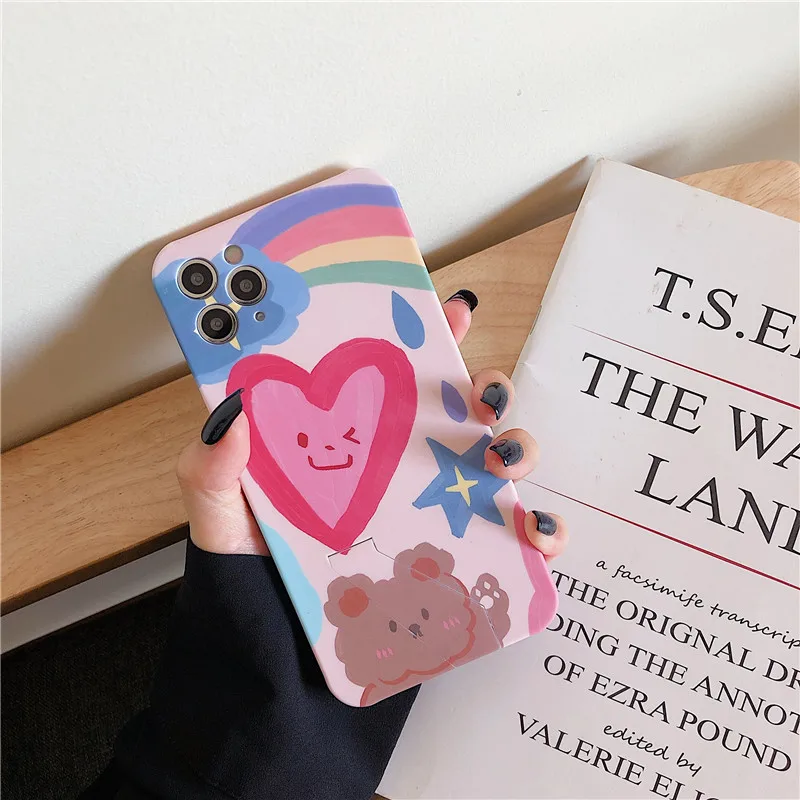 Милый чехол для телефона с сердечками и медведем iPhone 11 Pro Max SE 2020 7 8 plus X XR XS задняя