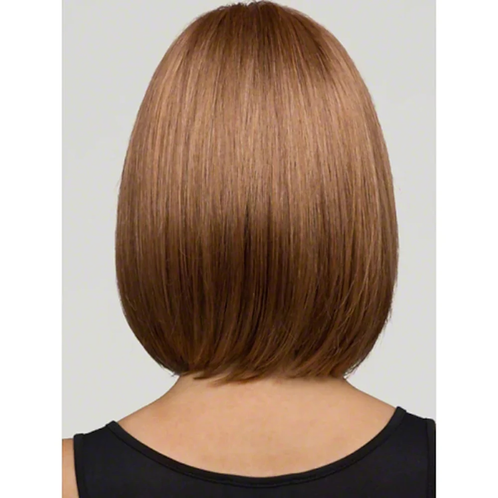 

Human Hair Blend Wig Short Straight Bob Short Hairstyles Straight With Bangs Capless Women's Blonde Brown 12 inch