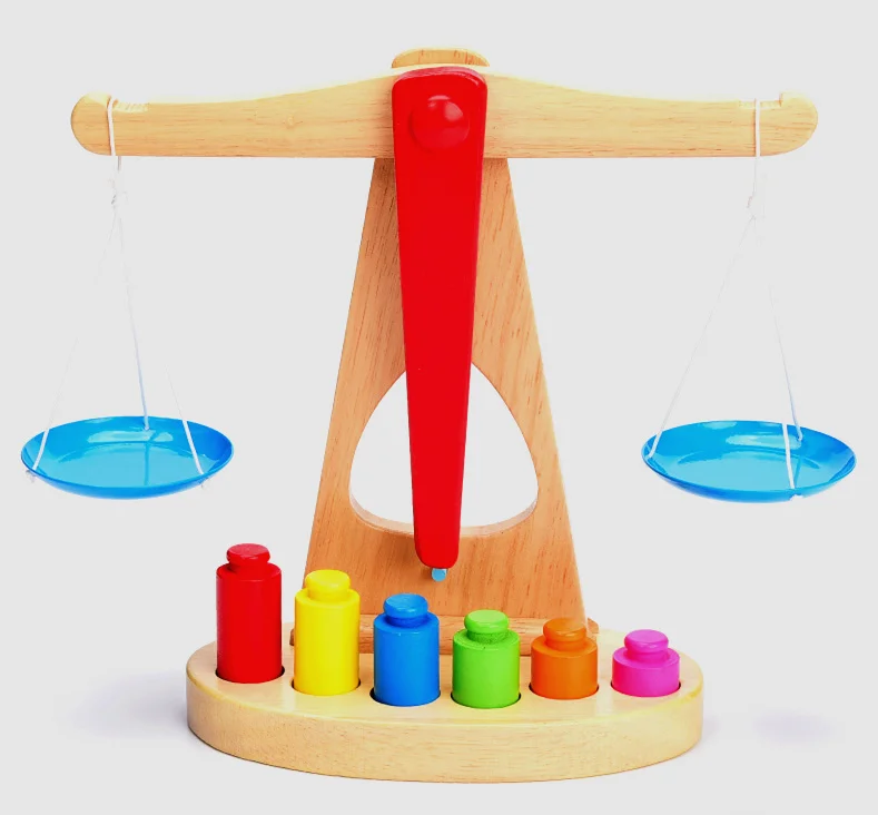 

[Funny] Colorful Wooden Balance Scale Weigh Bean Libra Pendulum Early Learning Developmental Toys kids baby math toy gift