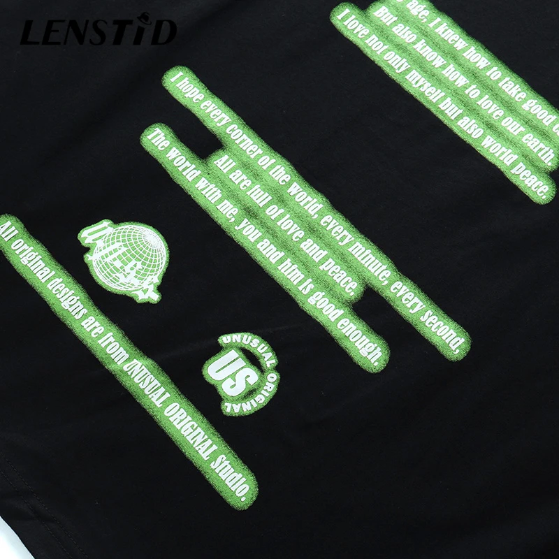 LENSTID Мужская Уличная зеленая жуткая Футболка с принтом скелета 2020 летние хип хоп