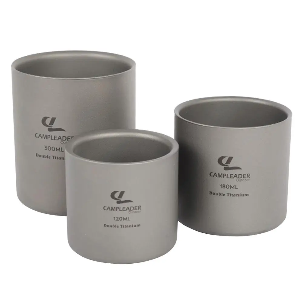 

Camping Ultralight Titanium Cup Portable Picnic Water Cup Mug Double-layer Lightweight Mug For Camping Hiking 300/180/120ml
