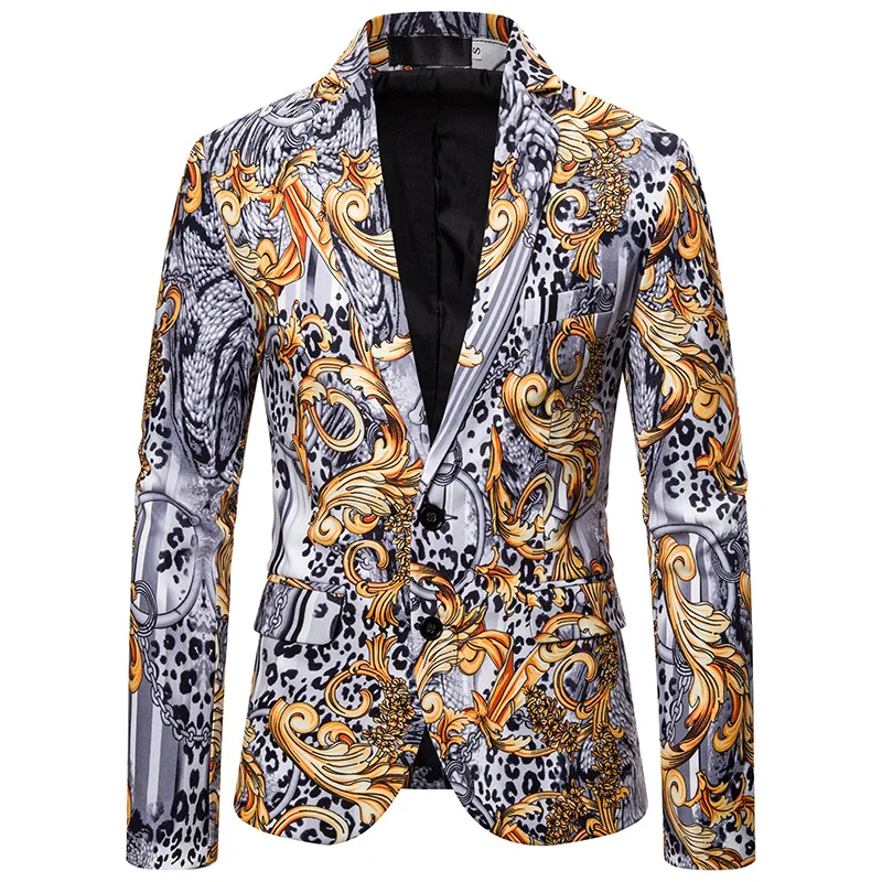 

Men Dress Party Suit Jacket Notched Lapel Slim Fit Two Button Stylish Blazer Digital Print Mens Banquet Wedding Suit
