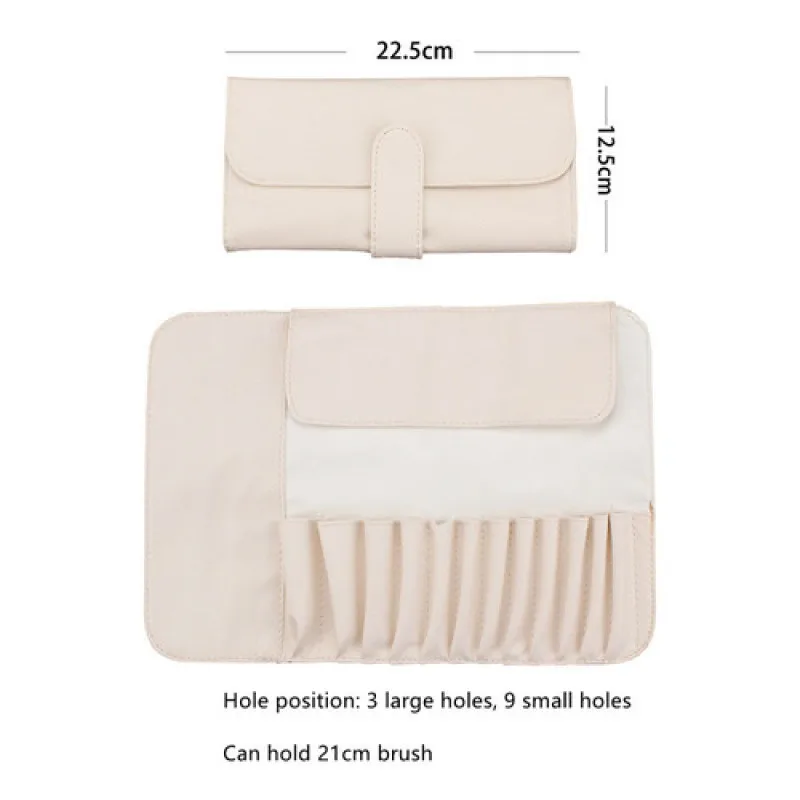

High-end cosmetic brush bag 12/18/24 hole PU magnetic buckle folding roll bag Portable cosmetic brush storage bag