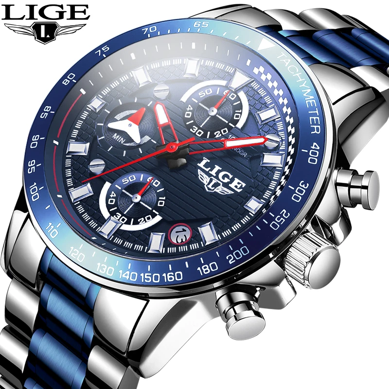 Часы LIGE мужские классические кварцевые водонепроницаемые | Наручные часы