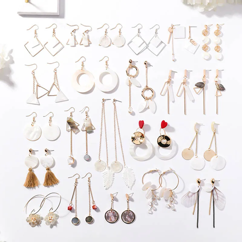 Корейские серьги ручной работы в виде лепестков ракушек геометрические круглые