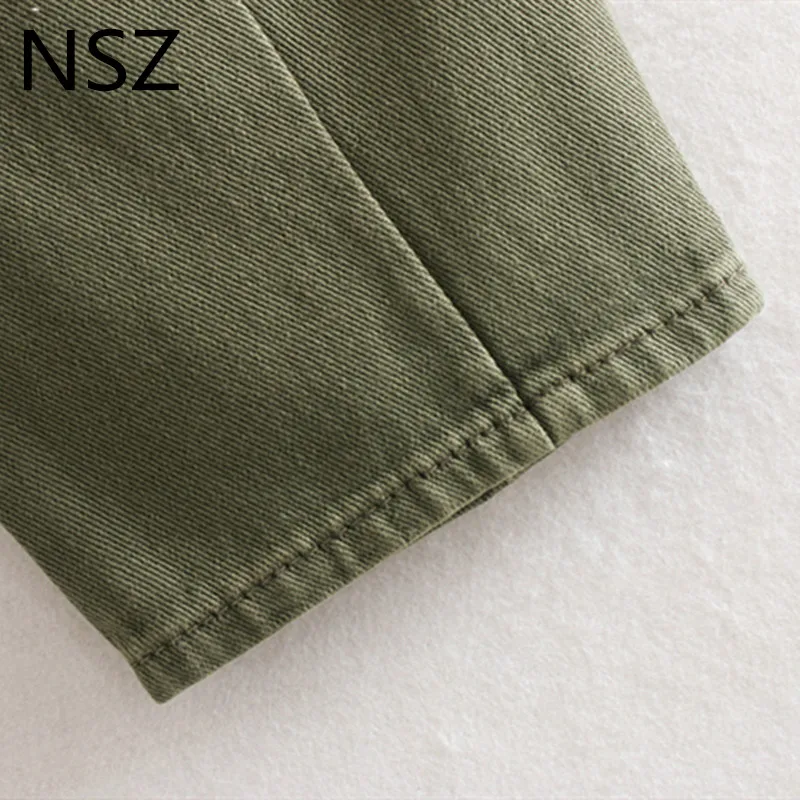 NSZ, женские армейские зеленые свободные джинсы с широкими штанинами, высокая талия, брюки-карго для бега, штаны-шаровары, брюки на осень и зиму