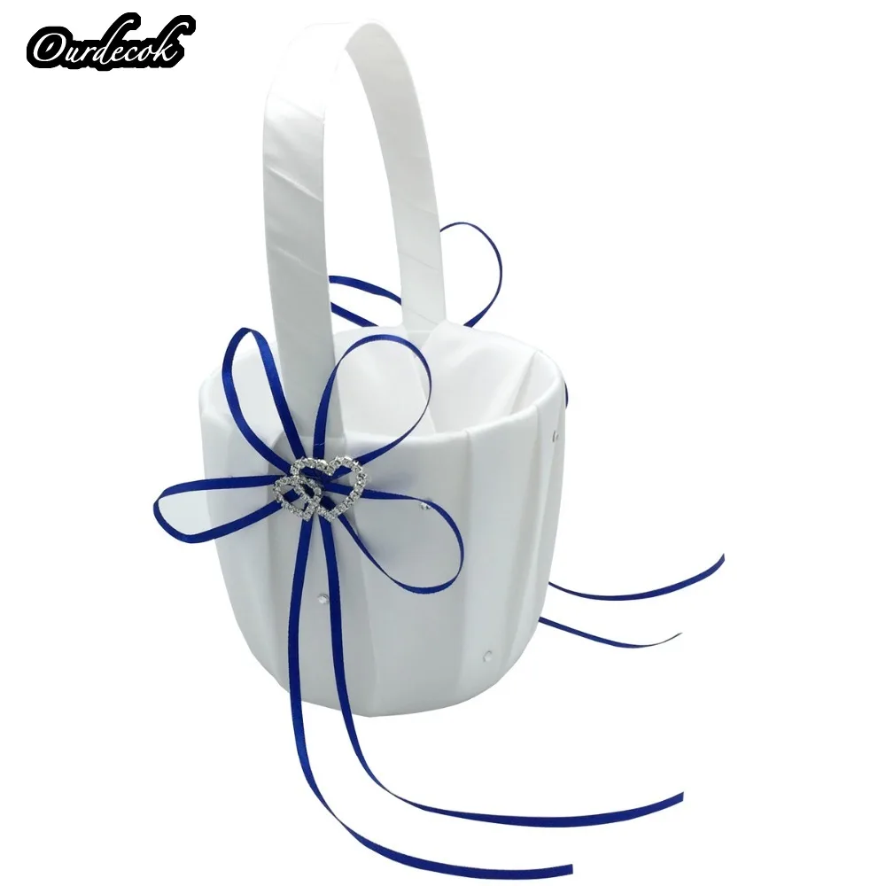 Свадебное украшение Королевского синего цвета атласная Подушка в виде кольца +