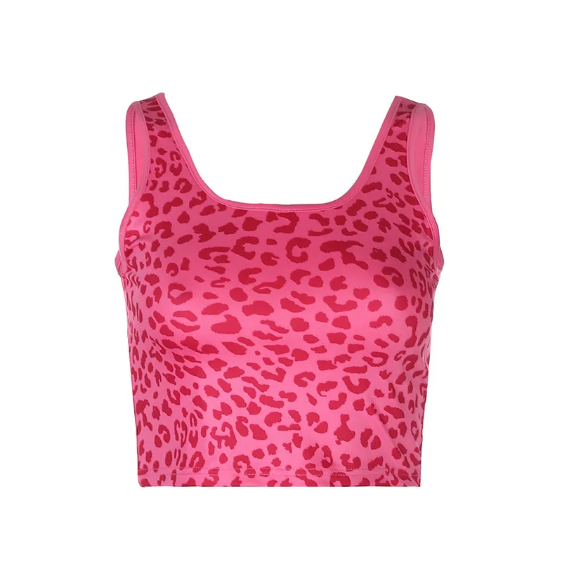 

Summer Leopard Print Tops 90s Streetwear Crop Tops Pink Or Blue Boodycon Women Sexy Tank Top Gothic 2020