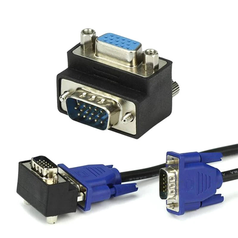 1 шт. 90-градусный угловой адаптер VGA SVGA 15Pin папа-VGA мама | Компьютеры и офис