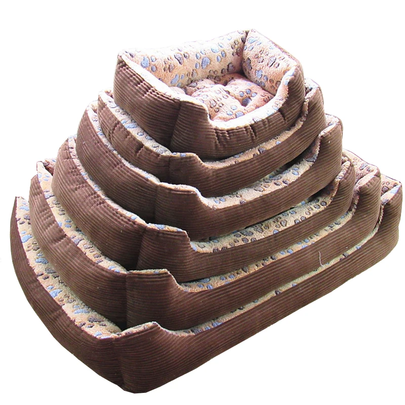 Теплая Флисовая спальная кровать для больших собак с принтом лап