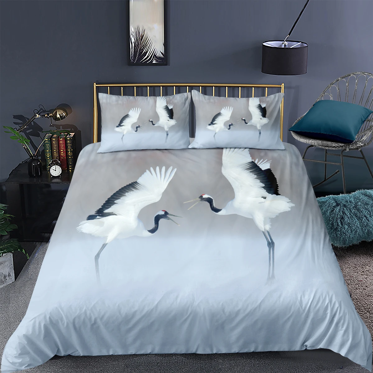 

3D Red-Crowned Crane Printed Bedding Set Quilt Cover Adult Child Pillowcase Soft Bes Sets Luxury Animal Duvet Cover