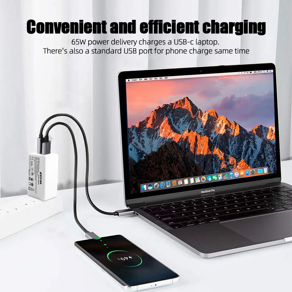 65W GaN Fast Charger Macbook Lenovo Dell Laptop Type C PD USB QC4.0 Quick Portable Dual Port For Apple HuaWei Xiaomi Cell Phone |