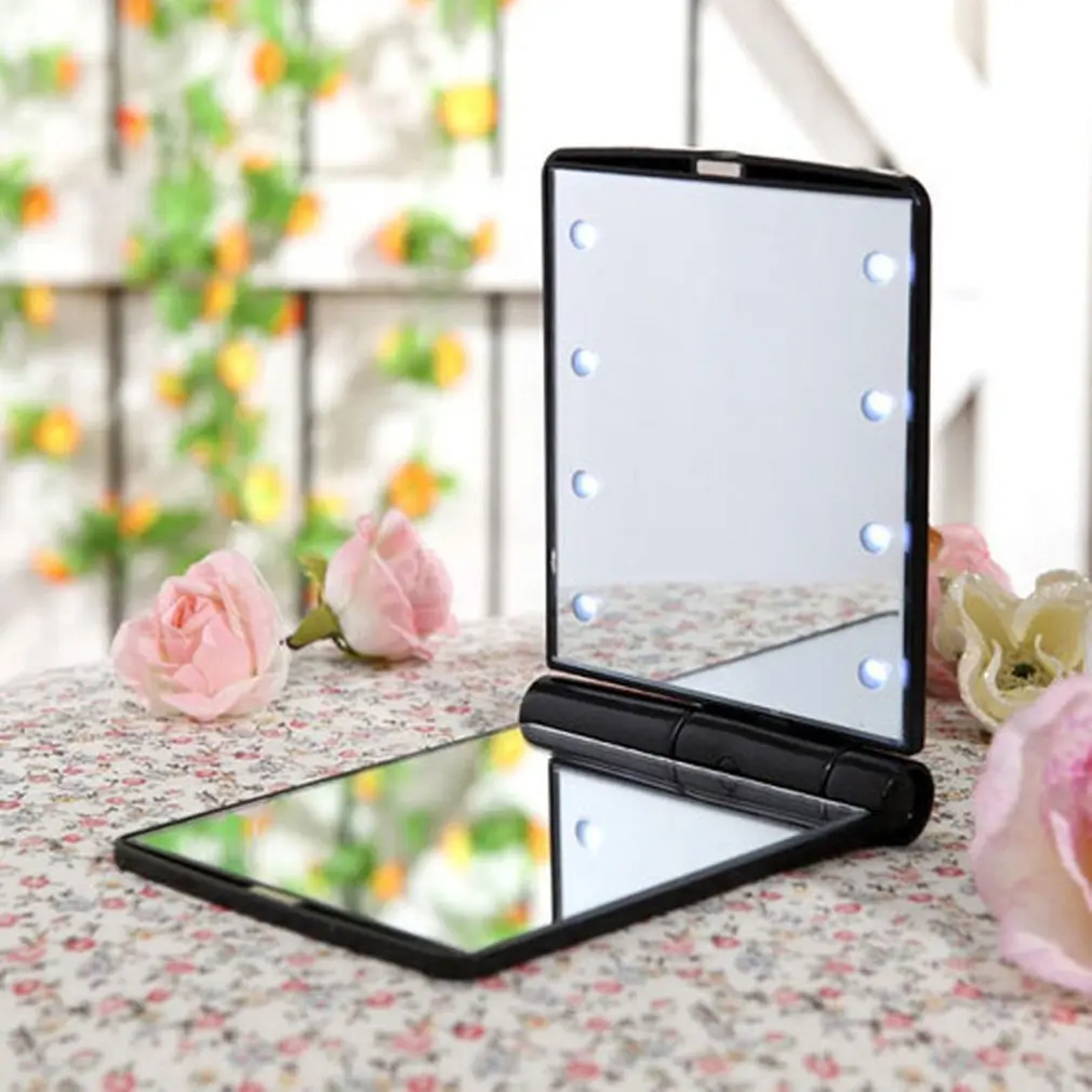 

Facial Steamer Compact Folding Magnetic Opening Pocket LED Make Up Mirror Cosmetic Vanity Mirror Gift Built-in LED Bulbs Mirror