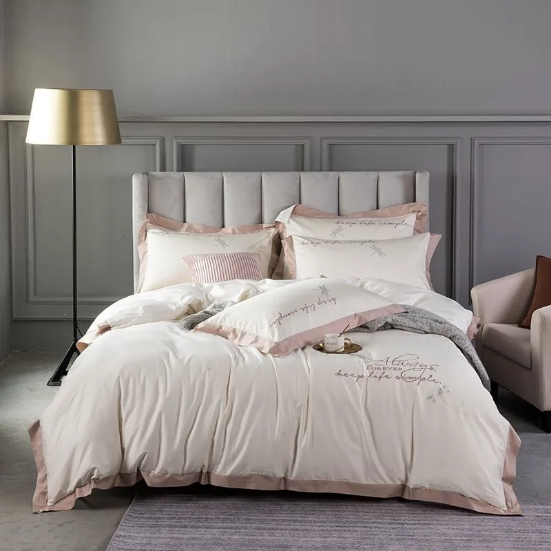 4 шт. однотонные простыни с вышивкой из хлопка | Дом и сад