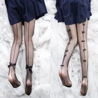 Модные сексуальные сетчатые колготки для девушек с бантом, ажурные Цветочные черные чулки для женщин