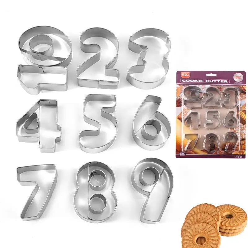 

10pcs Alphabet Numbers Shape Cookie Cutters Baking Fondant Biscuit Cutter Mold Stainless Steel Cake Numbers Decoration Tool