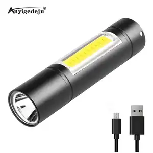 Мощсветильник светодиодный фонарик ANYIGEDEJU с USB-зарядкой, XPE COB, тактический фонарь, фонарь с аккумулятором 600 мАч, фонарь для кемпинга и охоты