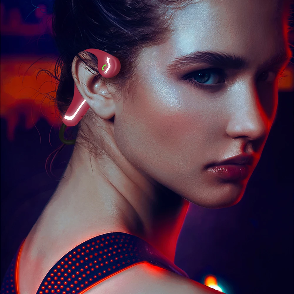 

Bone Conduction Headphones Bluetooth Wireless Luminous Light Sports Earphones Stereo Hands-Free With Mic For Running