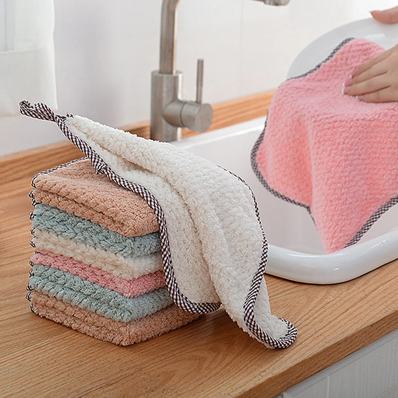 

Factory Wholesale Dish Towel Dishcloth Kitchen Rag Oil-Free Thickened Table Cleaning Dishes Cloth Home Absorbent Scouring Pad