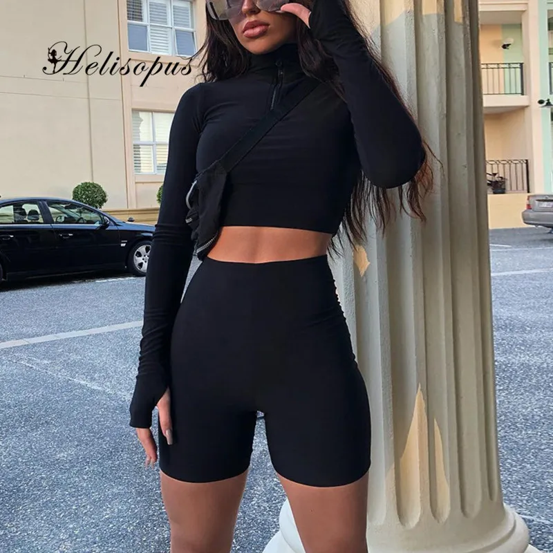 Helisopus с длинным рукавом на молнии пикантный комплект из двух предметов наборы