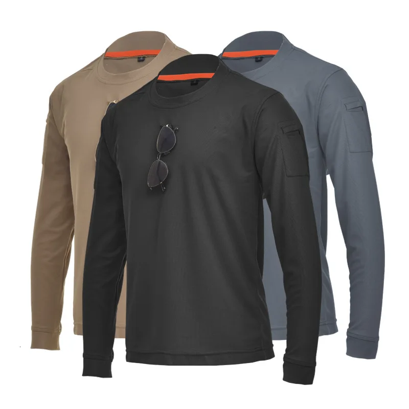 

Army Fan Tactical Long Sleeve Shirt Men Loose Big Size Stretch O-neck T-shirt Outdoor Hiking Climbing Training Military T Shirt