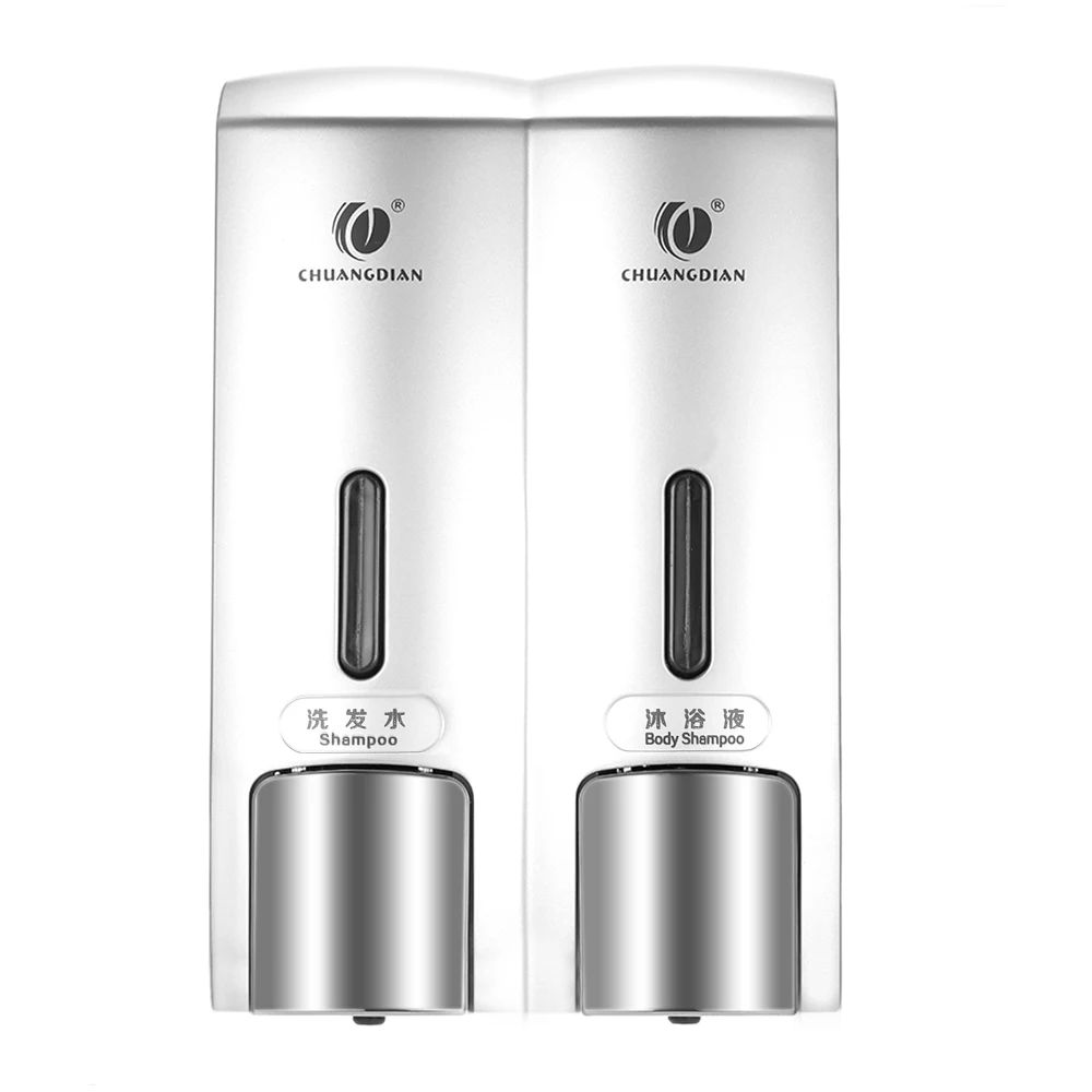 

Wall-mounted Manual Press Soap Dispensers Shampoo Box Washroom Toilet Gel Liquid Soap Dispensers Soap Dispenser & Holder 300ml*2