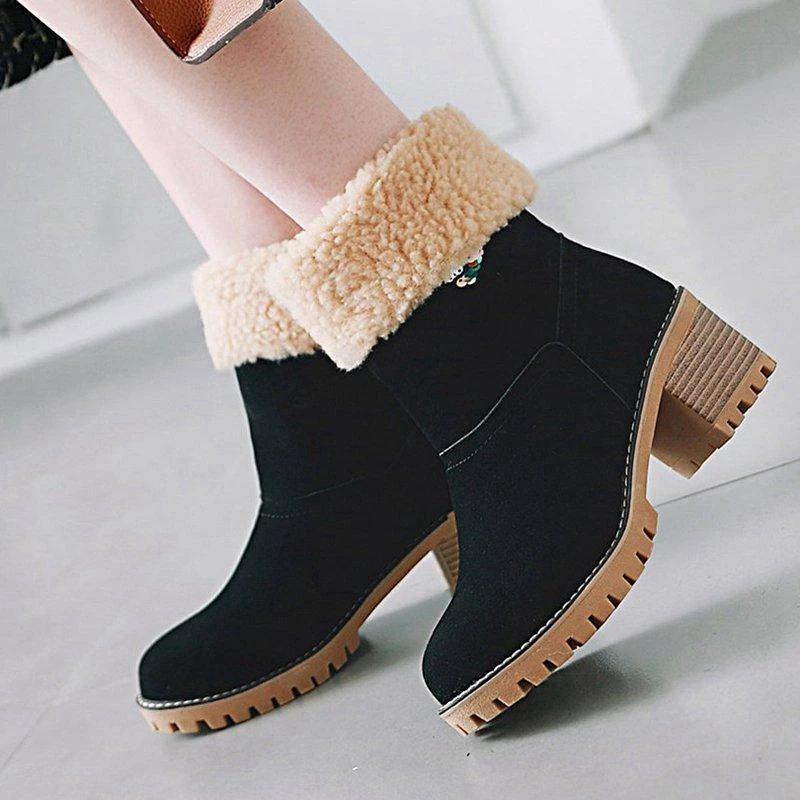 Женские ботильоны на толстом меху LASPERAL зимние ботинки резиновой платформе и