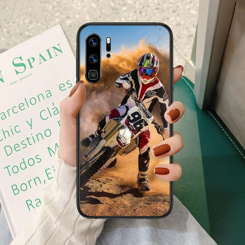 

Moto Cross motorcycle sports Phone case For Huawei P 9 Smart 10 20 30 40 8 Lite Mini Z 2019 Pro black cell cover painting prime