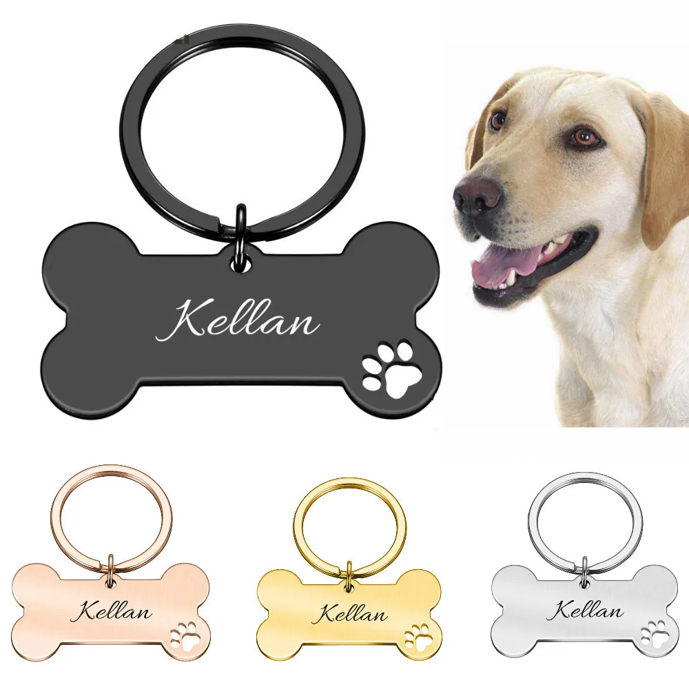 

Personalized Collar Pet Dog ID Tag Engraved Pet ID Name for Cat Puppy Dog Tag Pendant Keyring Bone Pet Accessories